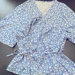 Blue floral blouse